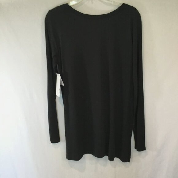 Just Fab NWT Long Sleeve Tee Round Neck Pullover Women's Sz Large Black Stretchy - Picture 5 of 11